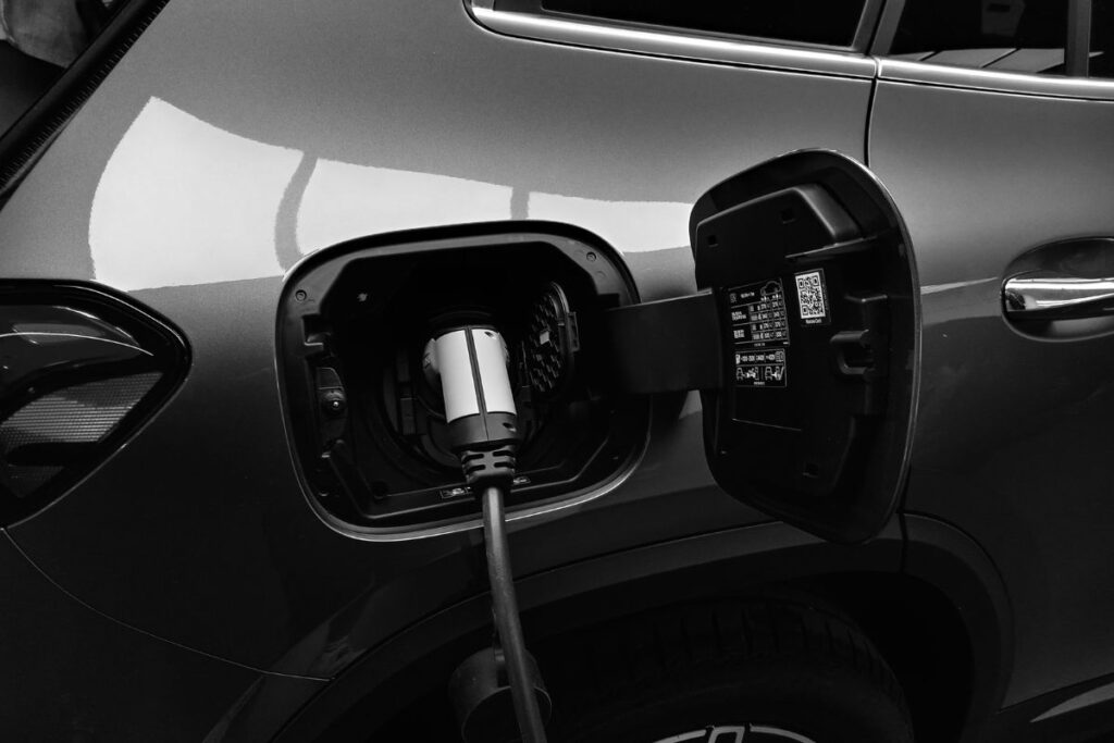 Conector de carregamento de carro elétrico em detalhe